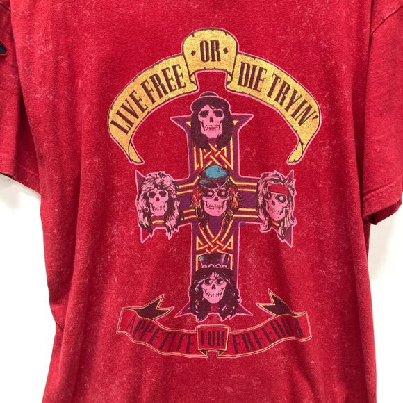 Track 23 Guns N Roses Short Sleeve T-Shirt Hoodie Women's Size XL Red w Graphic - Picture 2 of 8